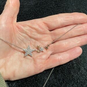 Silver 925 Necklace,
2 Stars with Cubics 
4 Stars Rose Color 
LOTS OF SPARKLE!